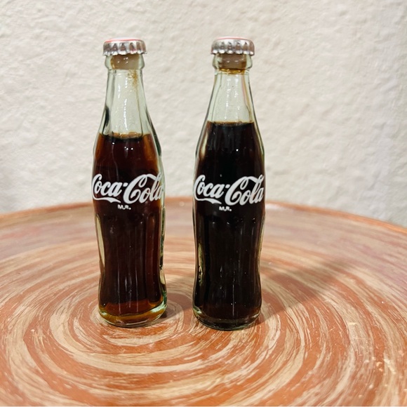 Vintage Mini Coca Cola Glass Bottle Set of 2 - Picture 2 of 4